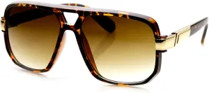 zeroUV - Classic Square Frame Plastic Flat Top Aviator Sunglasses