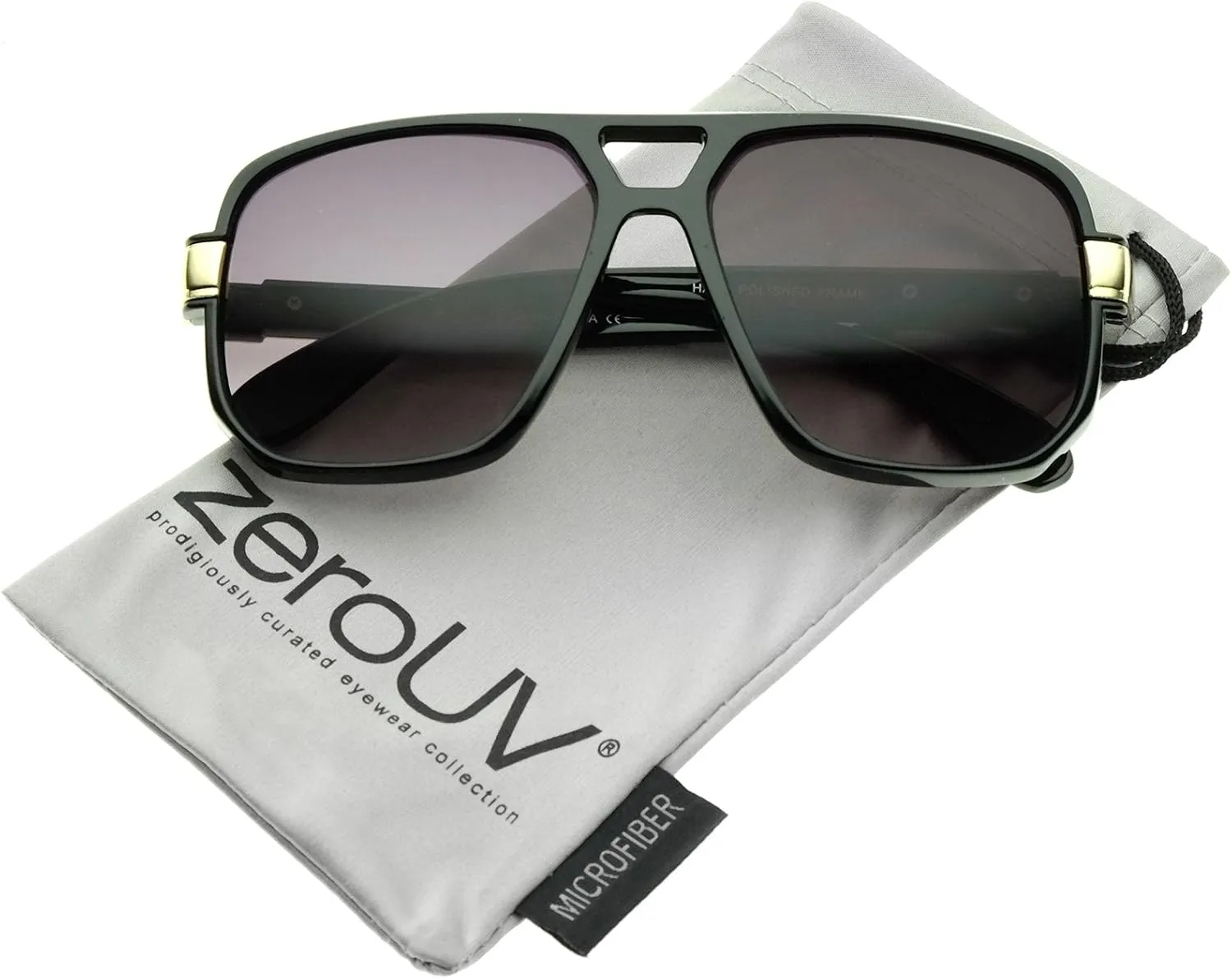 zeroUV - Classic Square Frame Plastic Flat Top Aviator Sunglasses