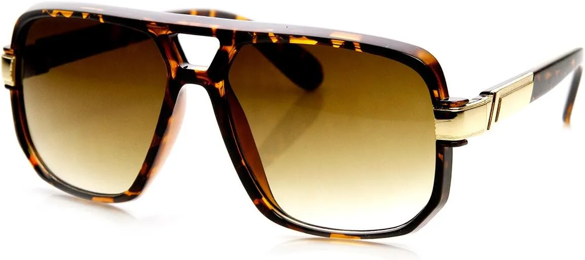 zeroUV - Classic Square Frame Plastic Flat Top Aviator Sunglasses