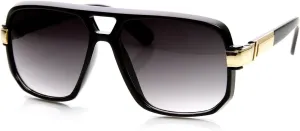 zeroUV - Classic Square Frame Plastic Flat Top Aviator Sunglasses
