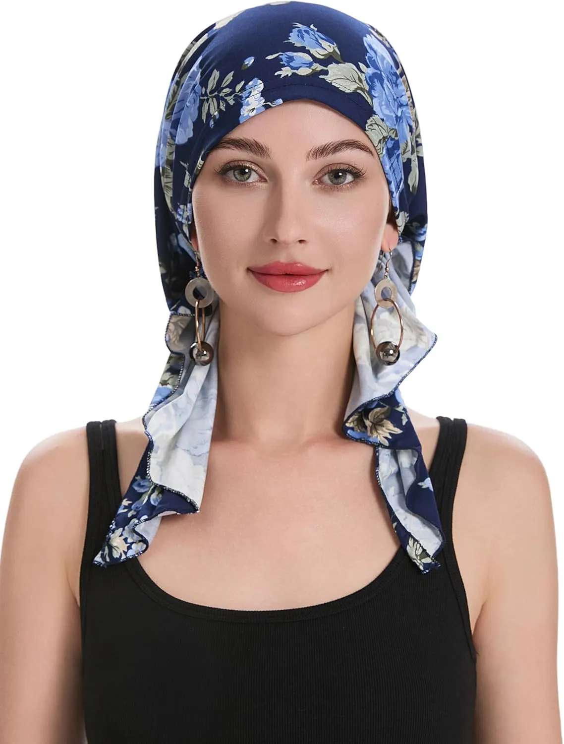 ZLYC Chemo Headwear Pre Tied Head Scarf Headwraps Lightweight Turban Beanie Cap for Women