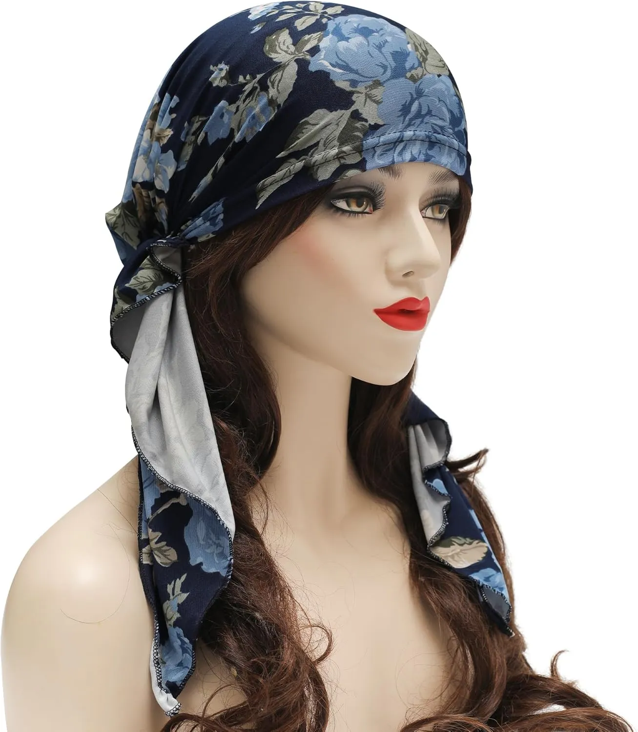 ZLYC Chemo Headwear Pre Tied Head Scarf Headwraps Lightweight Turban Beanie Cap for Women