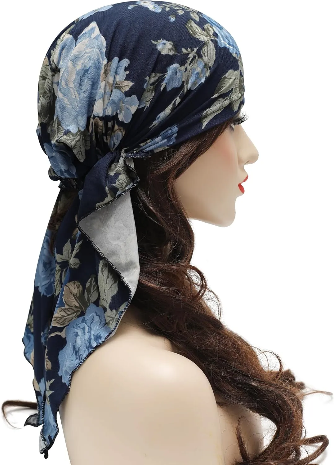 ZLYC Chemo Headwear Pre Tied Head Scarf Headwraps Lightweight Turban Beanie Cap for Women