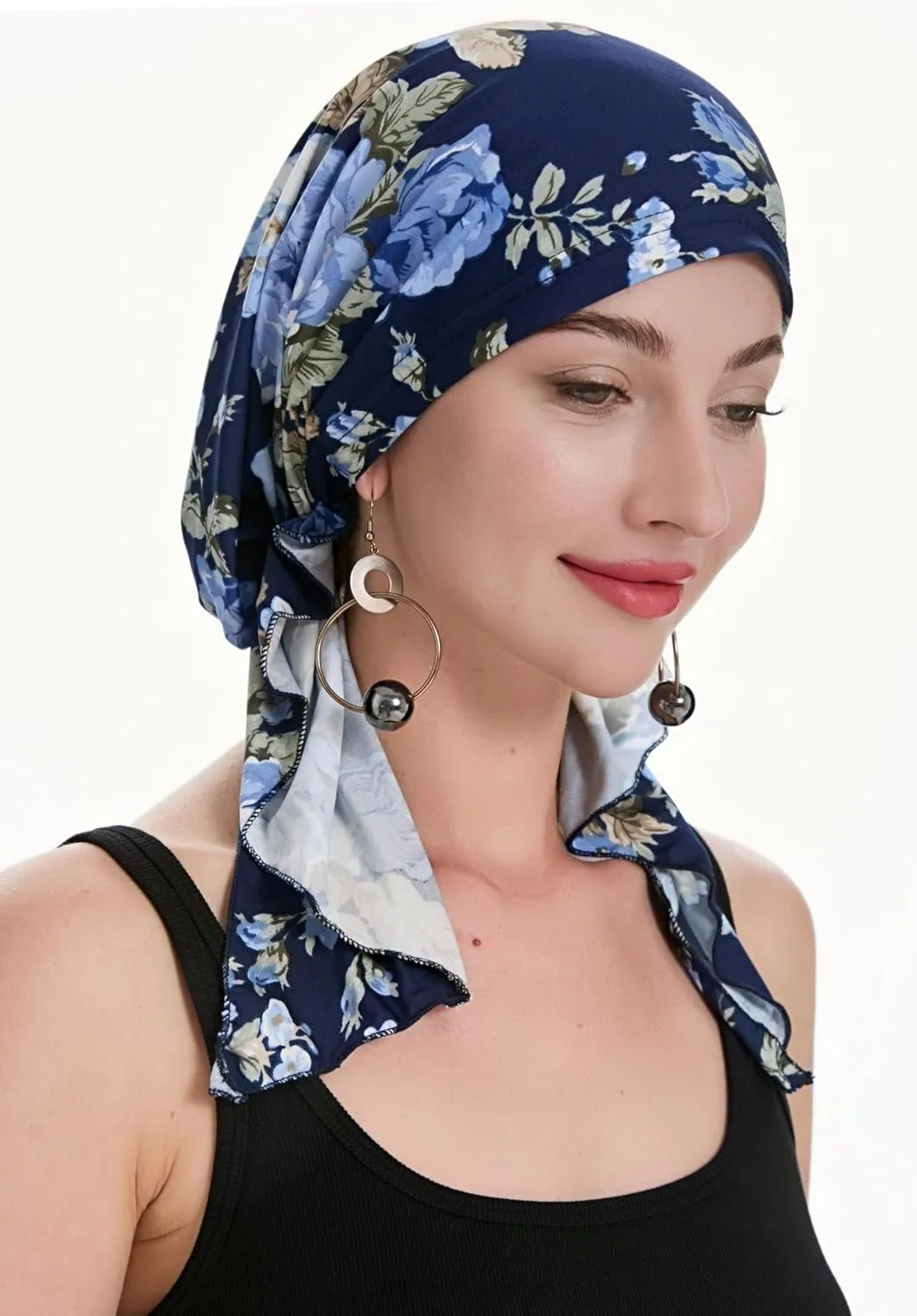 ZLYC Chemo Headwear Pre Tied Head Scarf Headwraps Lightweight Turban Beanie Cap for Women